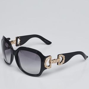 Gucci Black Swarovski Crystal Horsebit Sunglasses